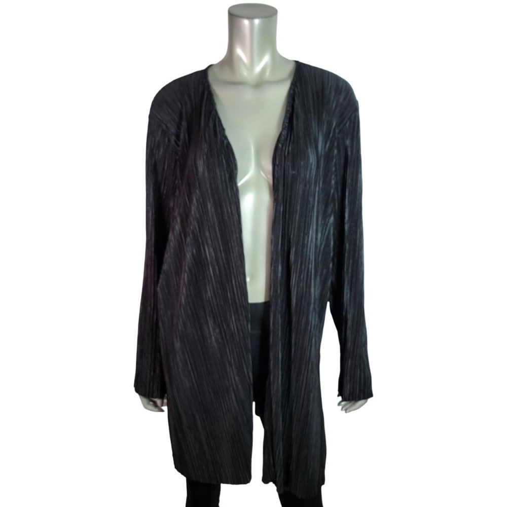 Catherines Top Plus Size 1X 18/20W‎ Open Front Stretch Long Sleeve Casual Black